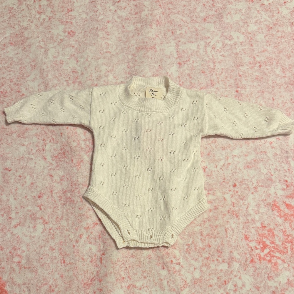 Cream Knit Baby Onesie